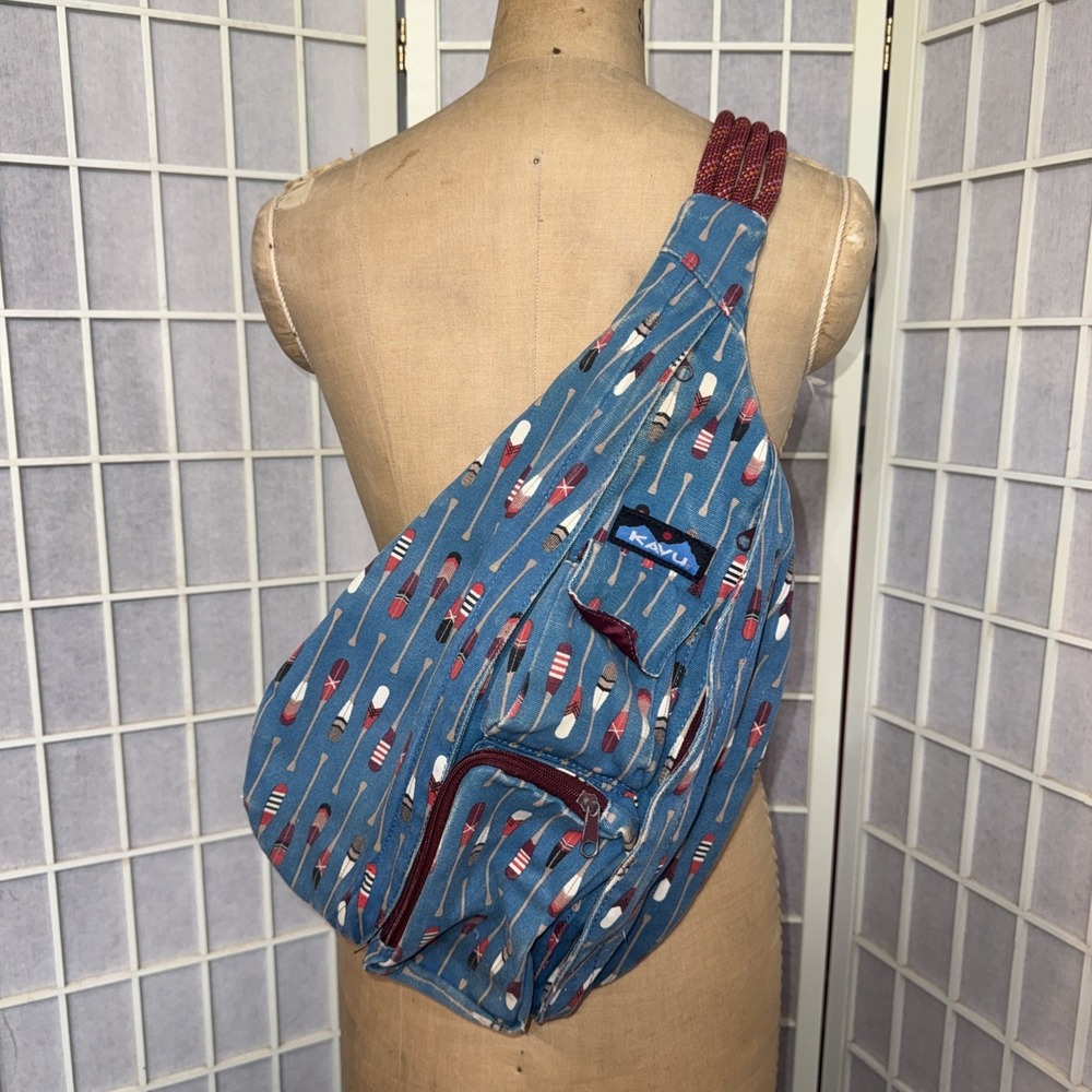 KAVU Rope Sling Bag Discontinued Blue Oars Gorpcore Outdoor Hiking Backpack